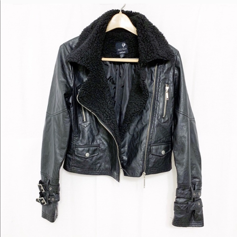 Full Tilt black faux leather jacket size Medium